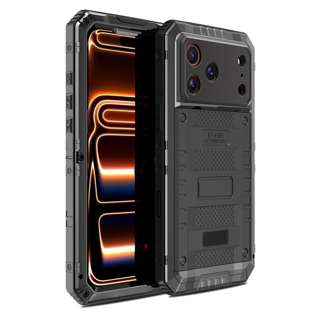 Coque de téléphone étanche IP68 pour iPhone 17 Pro Max Métal + Couvercle en Silicone avec Protection d'Écran