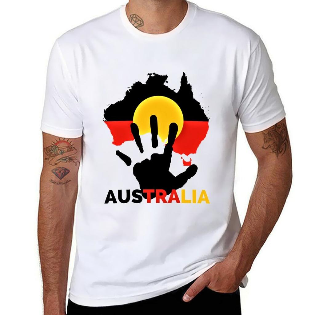 T-shirt Bandiera Aborigena Australiana E Mano t shirt per Unisex Unisex t shirt cotone TShirt