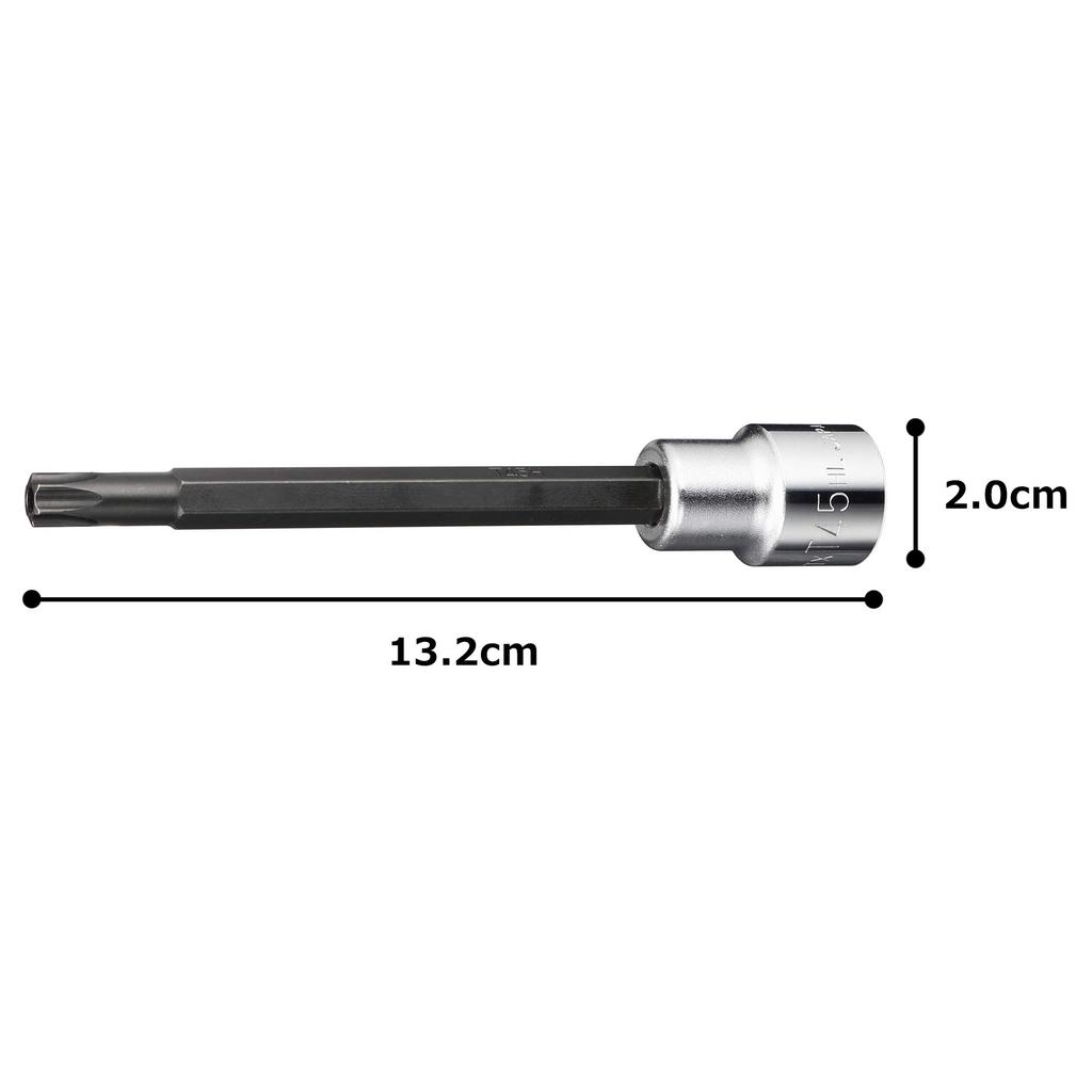 TONE Long Torx Socket T45H (Tamper-Proof Type) 4TX-T45HL, 12.7mm (1/2") Drive,