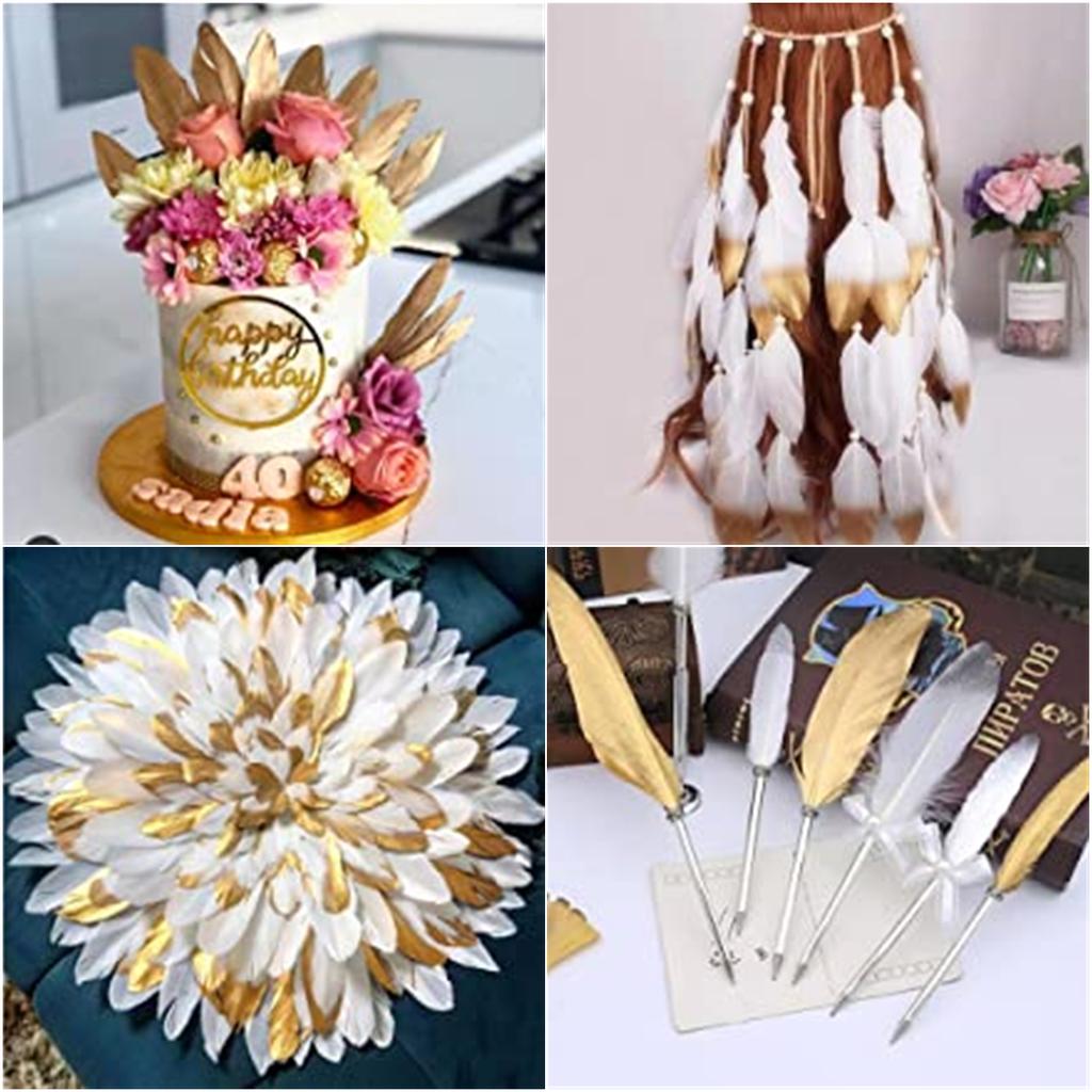 10PCS Gold Feathers Decoration 15-20CM Natural White Turkey Goose Duck Pheasant Feathers Plumes Handicraft Accessories