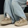 Retro fringed beaded new leather platform lace-up casual small loafers