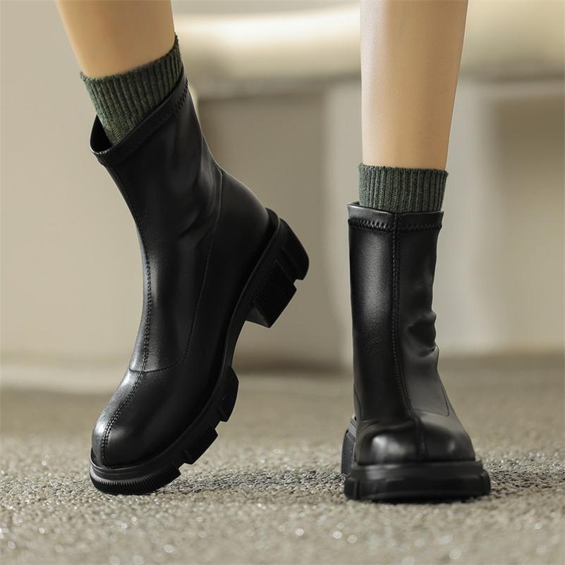 

Meotina/женские ботильоны с круглым носком, на толстом среднем каблуке, на платформе, на молнии, короткие ботинки, женская модная обувь, осень-зима, черный, коричневый 34 коричневый