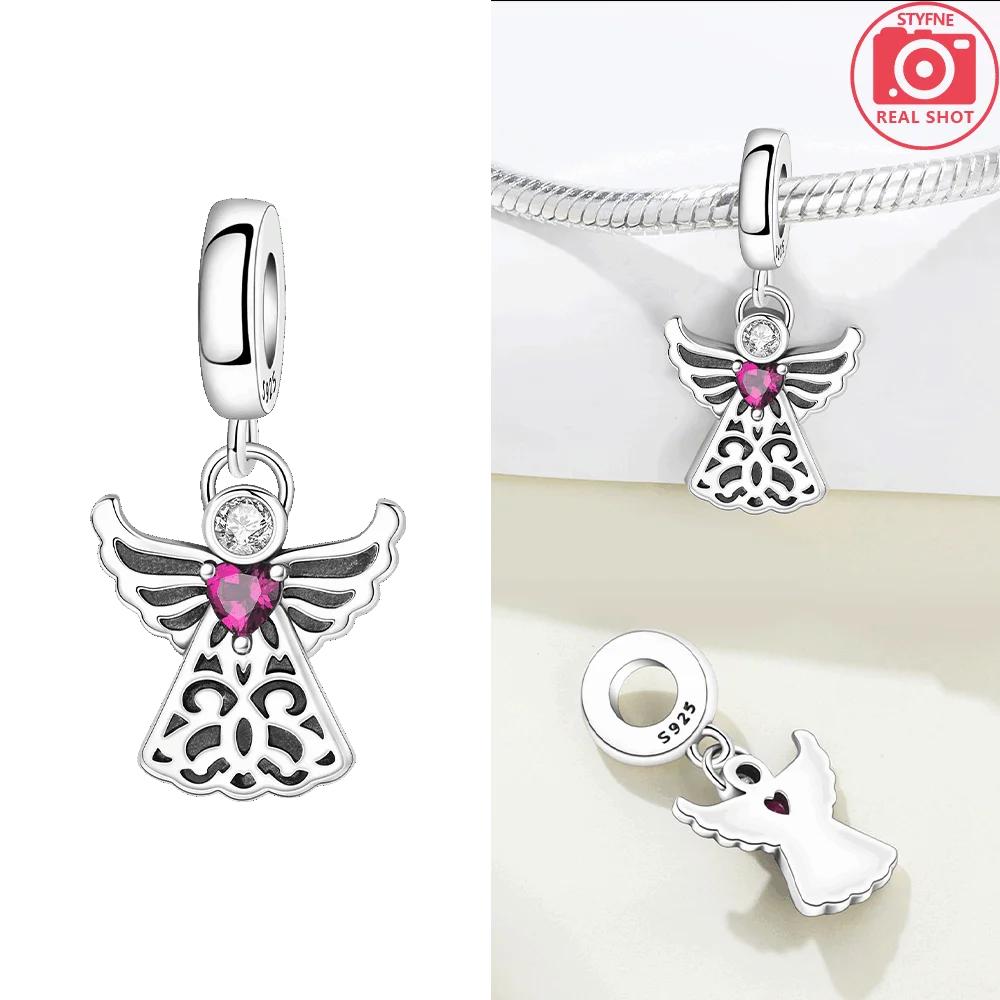 Оригинальный Медный Золотой Крест Сердце Ангел Черно-Белые Крылья Иисус Подвеска Бусины Подходят для Браслета Женские Украшения Изготовление Подарок Diy