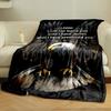 A majestic eagle with outstretched wings and a biblical verse overlay. for all seasons blanket lunch break throw gift