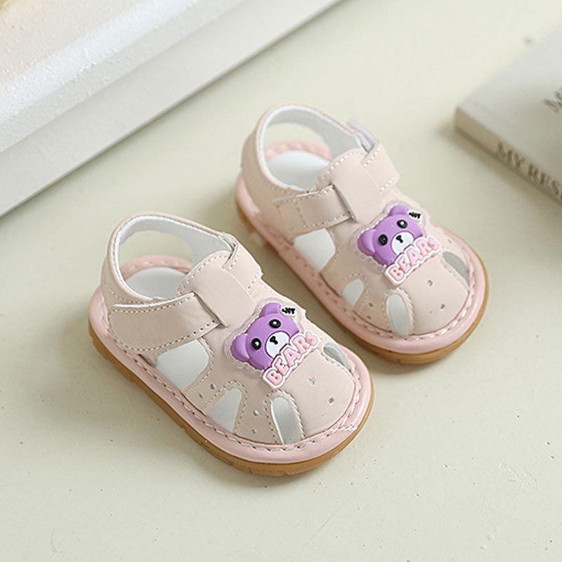 Baby Girl Toddler Shoes With Cartoon Design And Breathable Synthetic Leather For Summer Walks