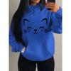 Simple Word Cat Smile Pattern Women Hoodies Fashion Casual Streetwear Personality Hoodie Trendy Fleece Pulloverar