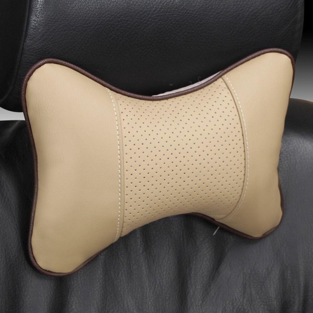 PU Leather Car Neck Support Pillow Elastic Soft Breathable Mesh Cervical Spine Cushion Fiber Fill Universal Headrest Pillow