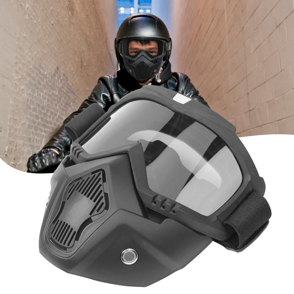 Motorcycle Goggles with Detachable Mask Outdoor Riding Cycling Protection Glasses(transparent)