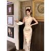 High Slit Women's Clothing Retro National Style Tight Daily Improvement Cheongsam Women's Year Slim Mesh New Chinese Dress