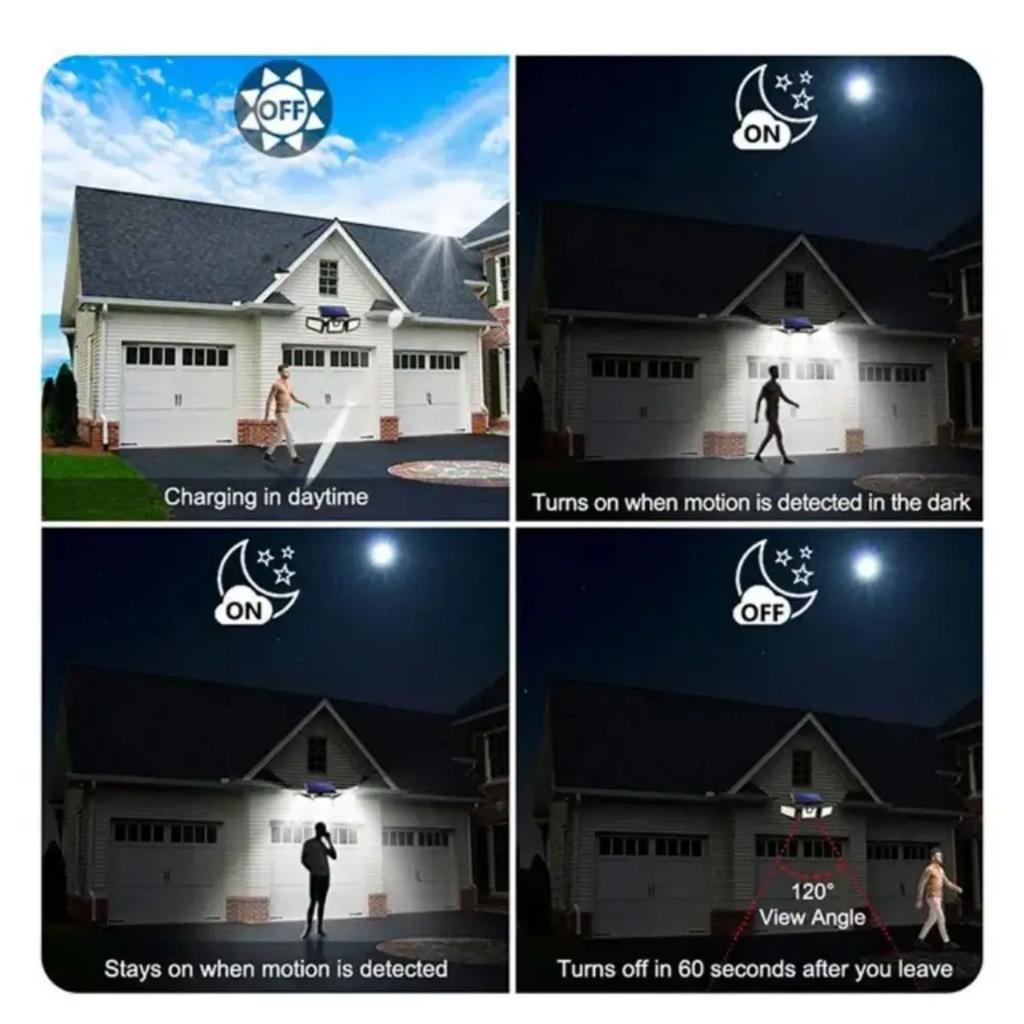 New LED Solar Lights Outdoor Motion Sensor Wall Lamp 3 Modes, 270° Wide Angle Illumination, Adjustable Garden Street Light