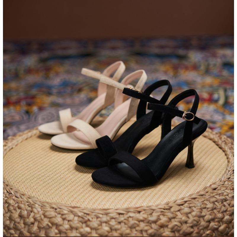New Sexy Elegant Banquet Party High Heels Summer Solid Color Simple Fashion Buckle Comfort Dress Sandals Shoes for Women 31-44