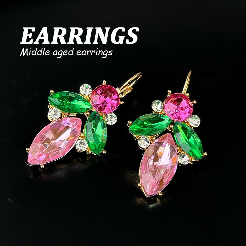 Boucles d'oreilles pendantes Zircon Fleur Colorée pour Femmes, Boucles d'oreilles pendantes Statement pour Fête & Usage Quotidien