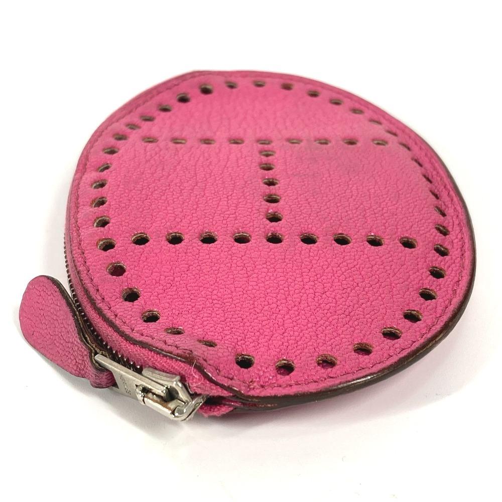 HERMES Evelyne logo Wallet Coin Compartment Zip Around coin purse Chevre pink