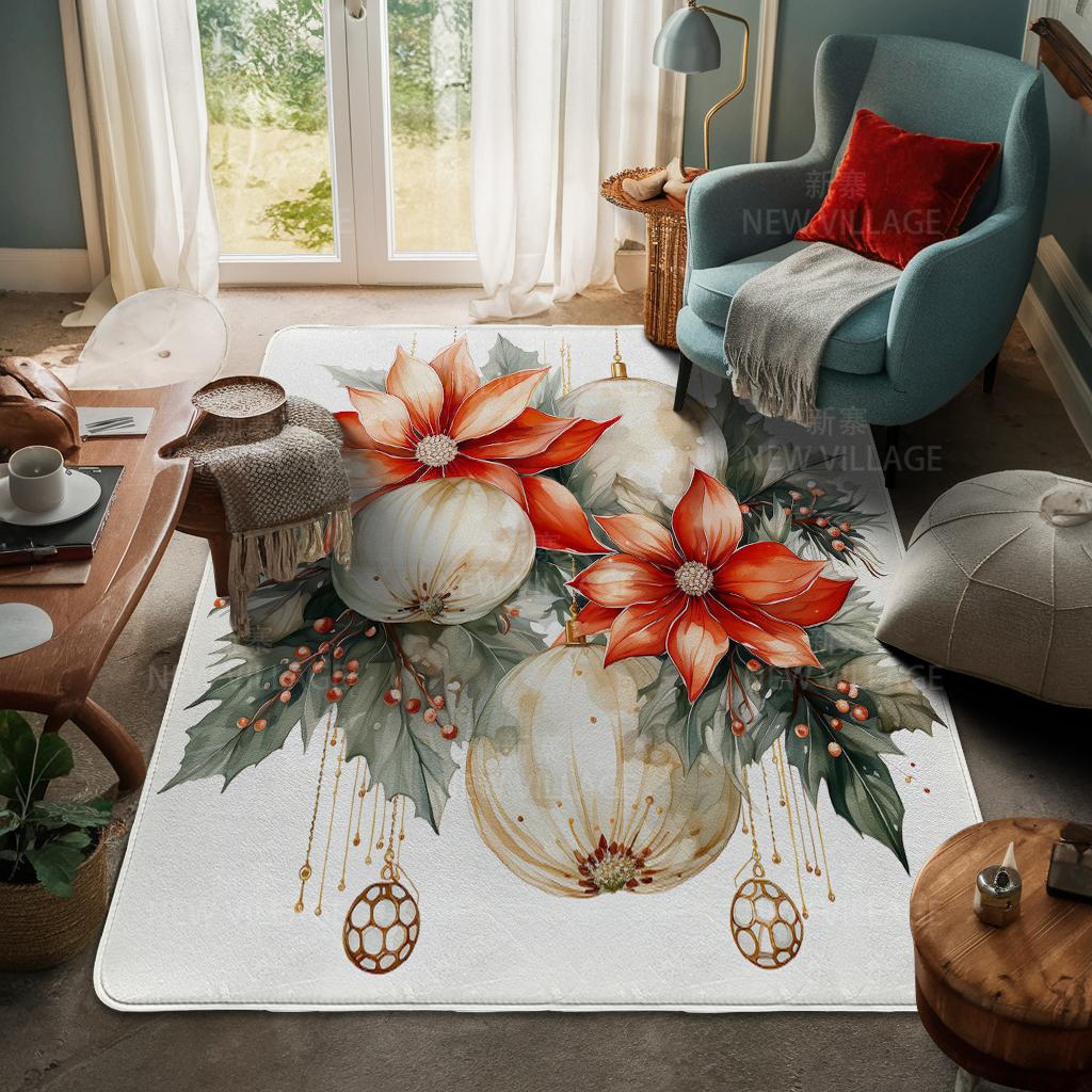 House Entrance Carpet Home Door Mat Living Room Bath Foot Bathroom Non-slip Water Absorption Rugs Bath Merry Christmas Winter