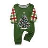 Christmas-print long-sleeve and long-pant matching family loungewear set