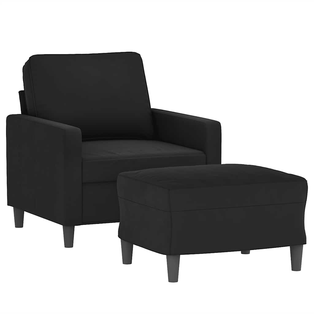 Armchair with Footstool Black 60 cm Velvet
