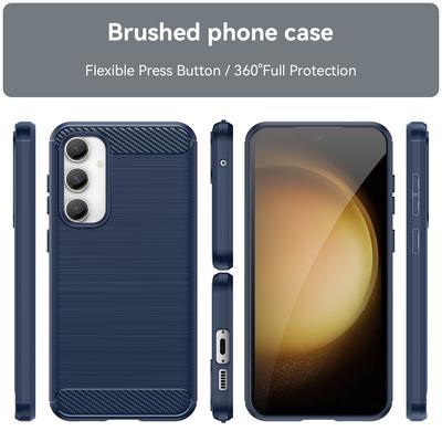 Pro Samsung Galaxy S23 FE Měkké TPU Kartáčovaný Kryt na Telefon Textura Uhlíkových Vláken Zadní Kryt Telefonu