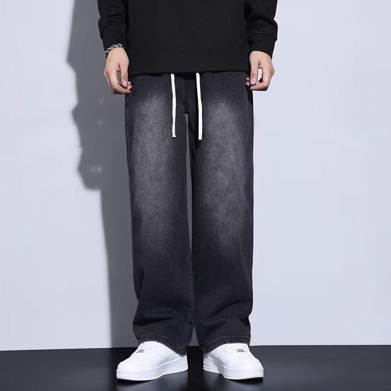 JYL Men's Black Jeans Vintage Trendy American Style Straight Casual Denim Pants