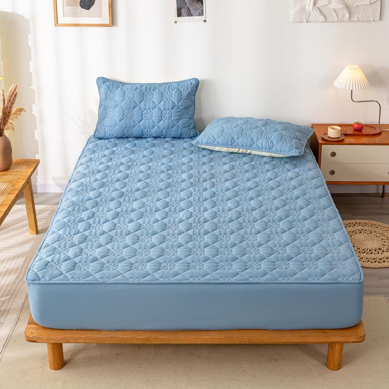 Four Seasons Quilted Raw Cotton Soybean Mattress Protector: Machine-Washable, Dustproof, Fully Enclosed Cover