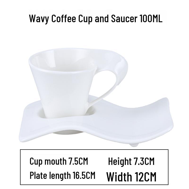 European Latte Art Cappuccino Cup & Saucer Set - White Ceramic Tea/Coffee Cup for Hotel Guest Room
