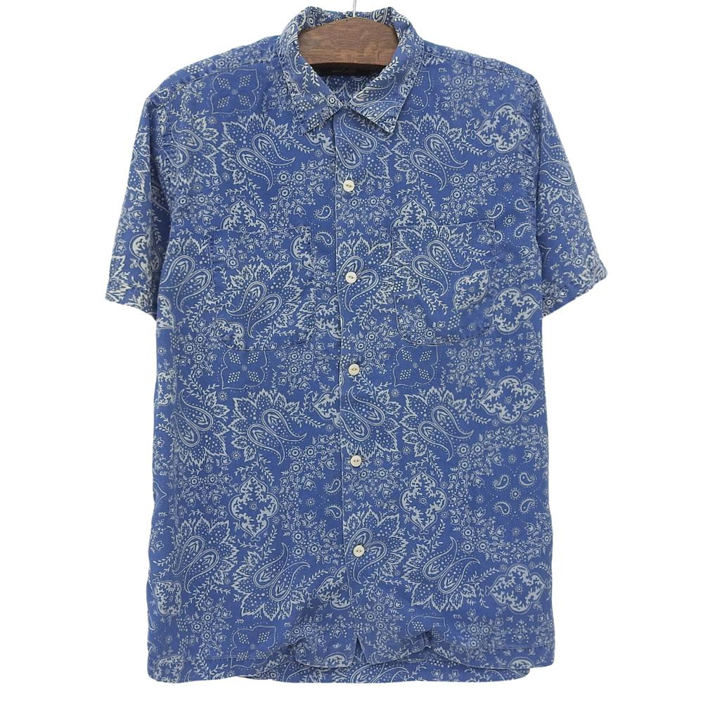 RRL Indigo Bandana Print Open-Collar Shirt, Men's, Blue, Size M tops M blueUsed