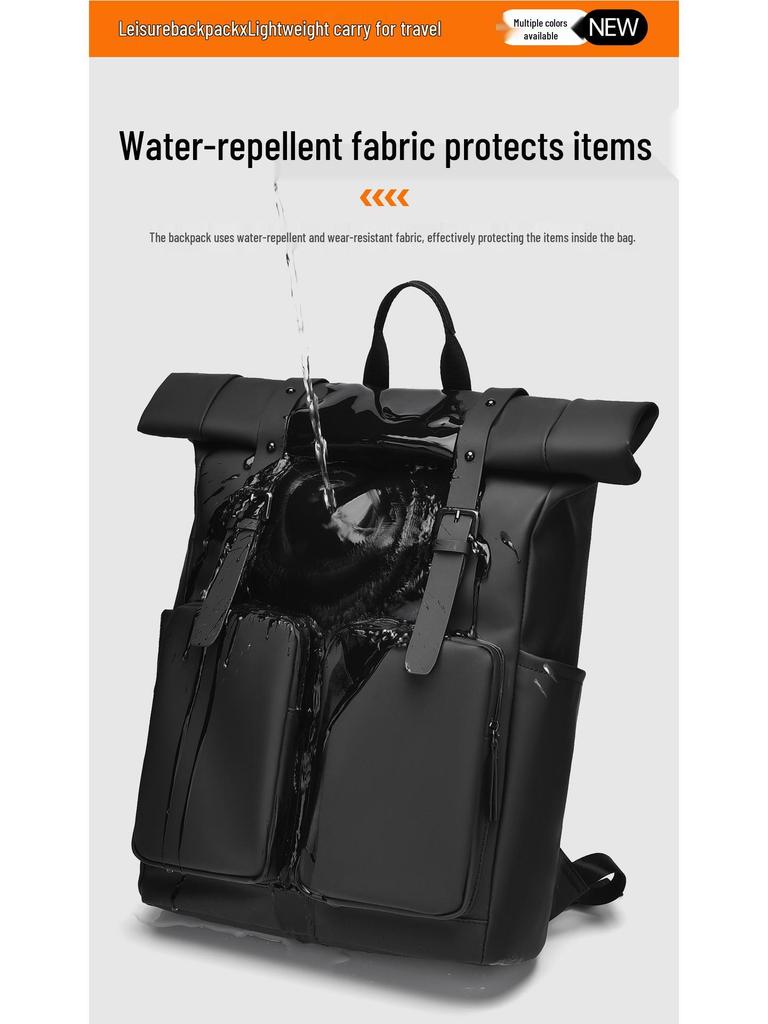 Mångsidig ryggsäck med stor kapacitet i enfärgad design för daglig pendling och resor