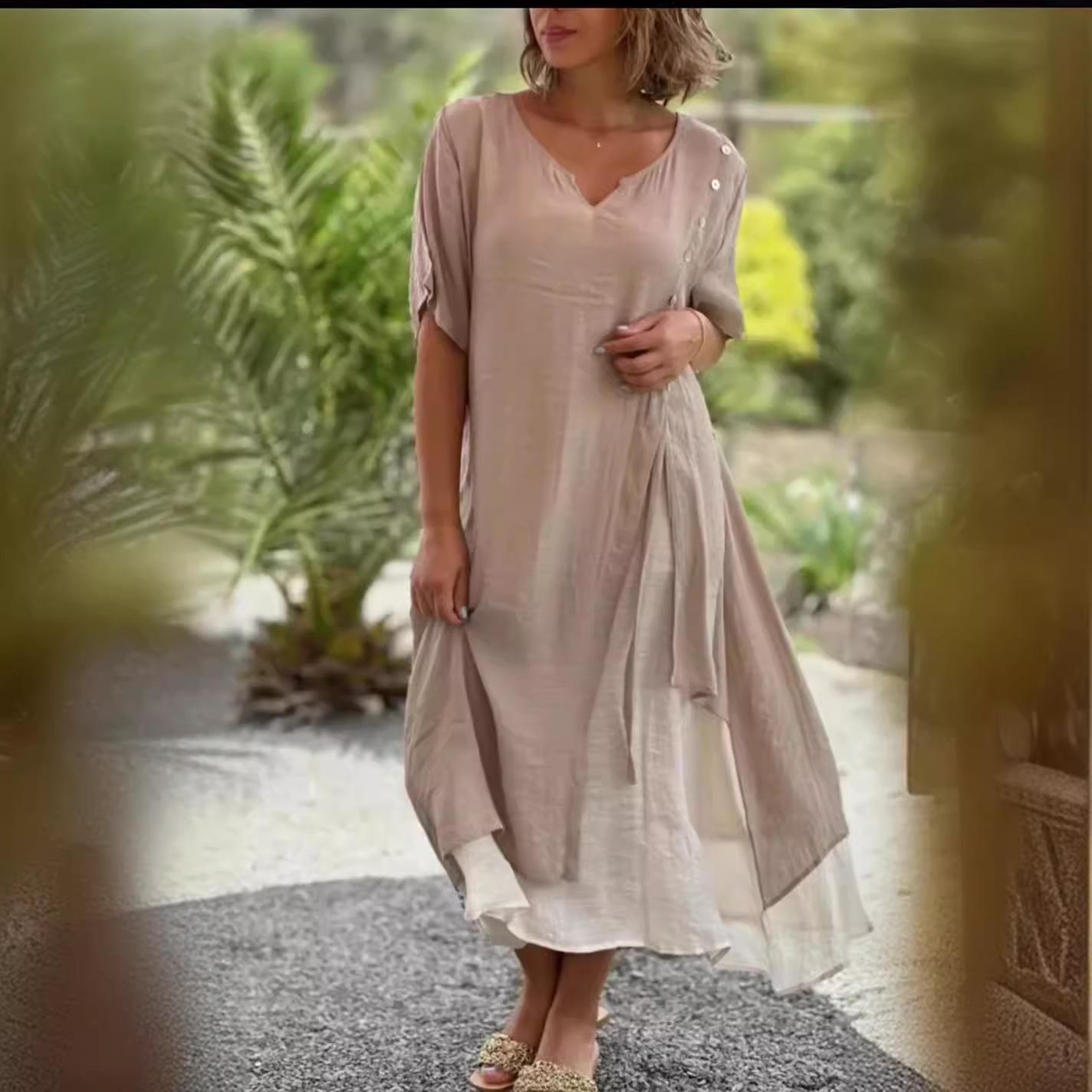 

Женский повседневный комплект платья - Цветочный принт, Без рукавов, А-силуэт, Летнее платье в бежевом, черно-сером, синем цвете 3XL хаки