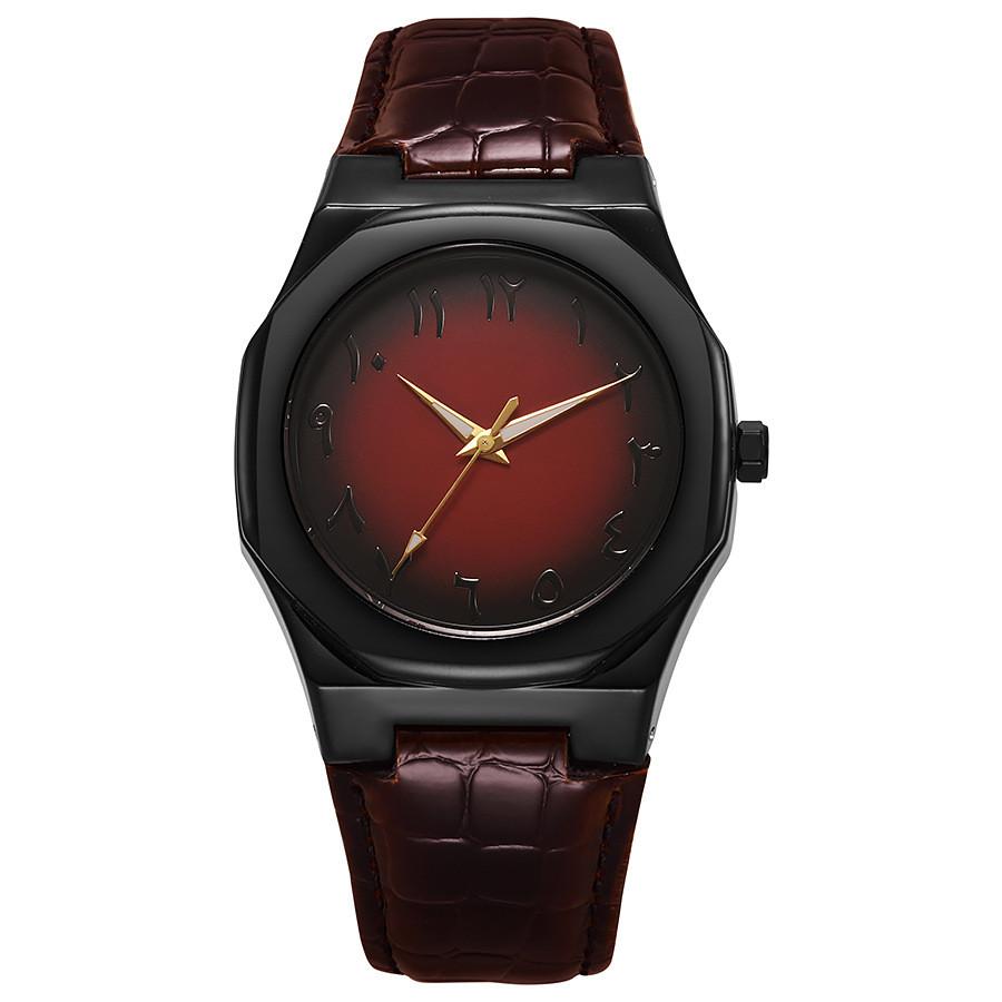 

Mens Quartz Watch With Toad Pattern Leather Strap For Business Casual And Gift Use красный