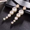 1 Pair Fashion Korean Long Pearl Drop Earrings, Women Trendy Elegant Created Big Simulated Pear Earrings, Jewelry Accessories