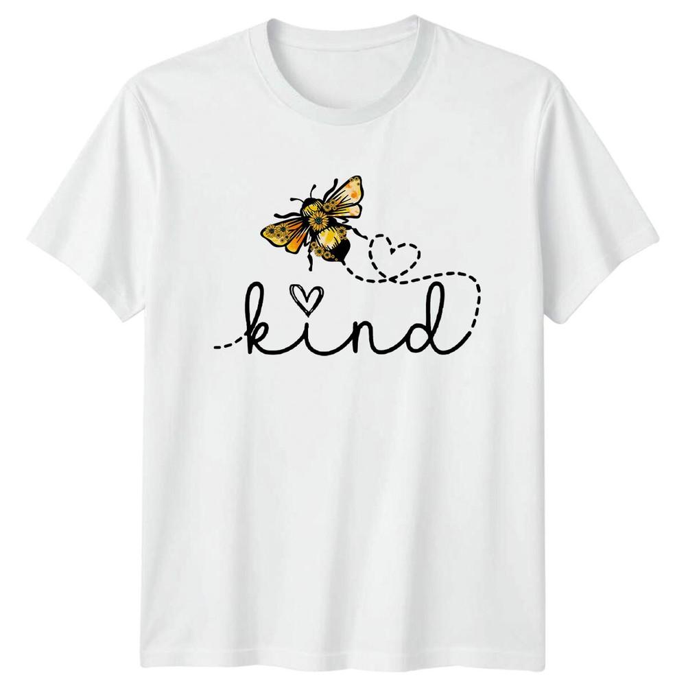 Bee Kind TShirt Floral Bee with Heart Inspirational Slogan Tee S