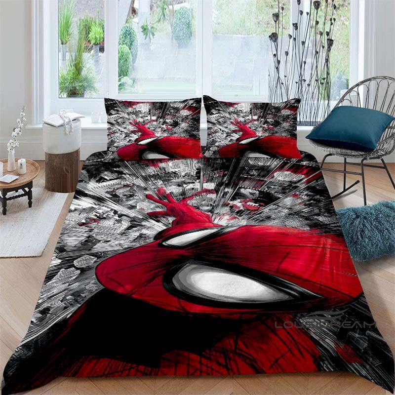 Spider-Man 3D printed duvet cover and pillowcase bedding set, available for single, double, king, and queen beds, suitable for