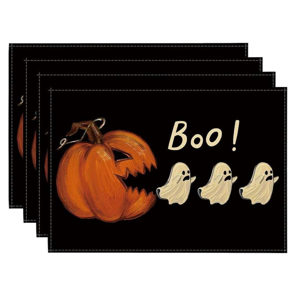 4pcs Halloween  Placemats Square Placemats Potholder Decoration