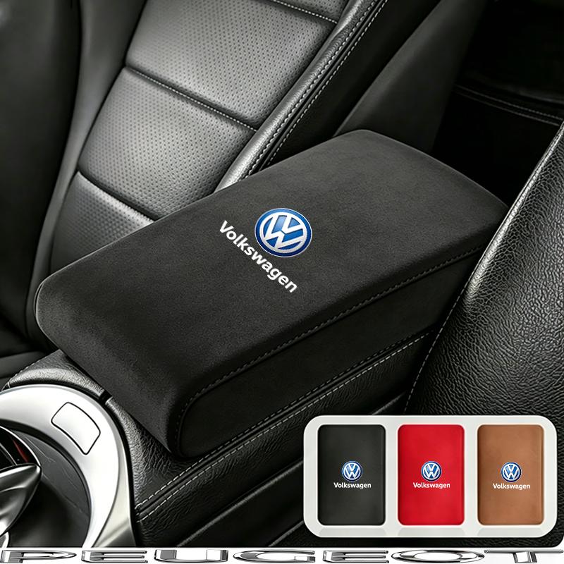 Car Armrest Mats Memory Foam Arm Rest Cushion Interior Accessories For VW GTI Polo Golf Passat Tiguan Arteon Jetta Taigo Hub Cap
