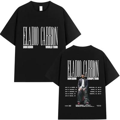 Y2k Hip Pop Tops ELADIO CARRION DON KBRN WORLD TOUR 2025 Merch Fashion Pop Music Print Cotton Casual Loose Tshirt Unisex