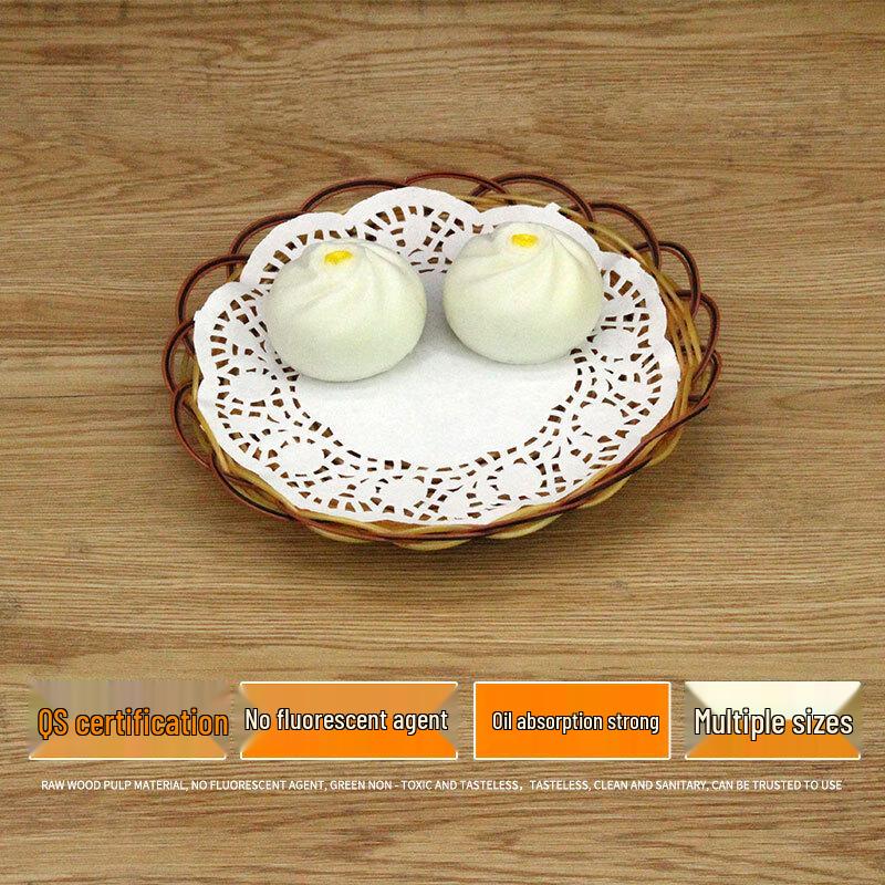 WS Kitchen Oil-Absorbing Round Lace Paper Doilies