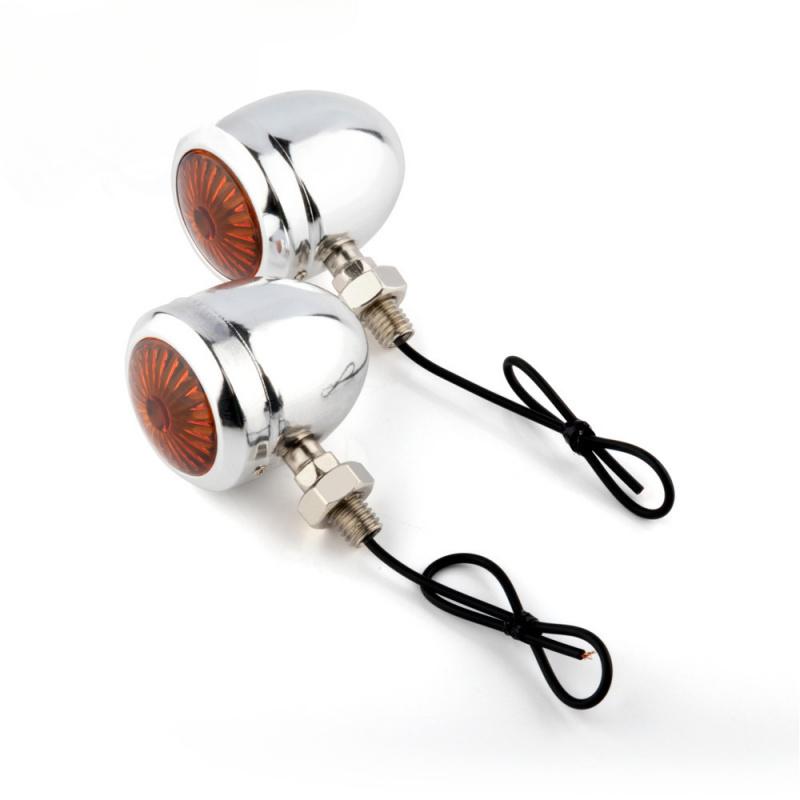 2PCS Vintage Motorcycle Accessories Modified Turn Signal Light SingleWire Mini Round Rear Indicator Metal