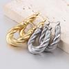 New Irregular Twist Snake Chain Double Layer 14K Gold Fashion Stainless Steel Earrings