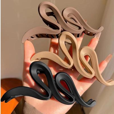 Solid Color Acrylic Frosted Wave Hair Claws for Women Simple Versatile Back Head Shark Clip French Temperament Hair Accessories