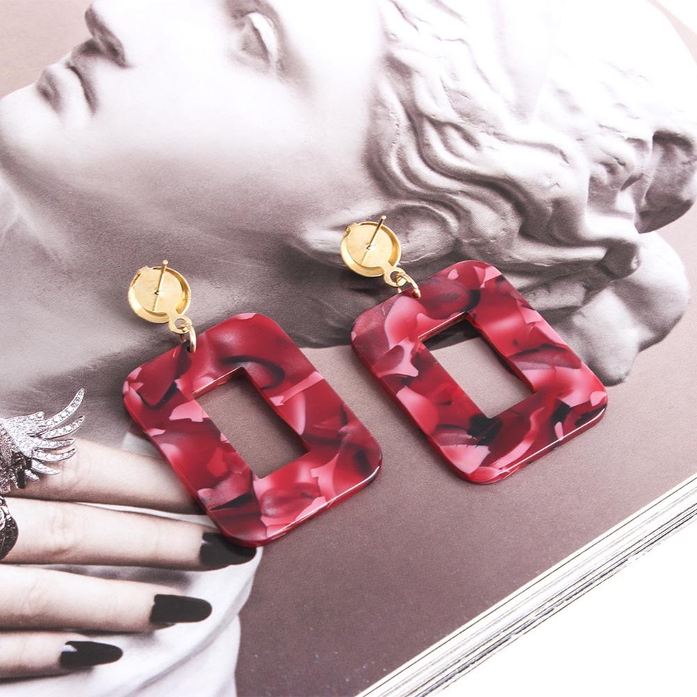 Women Fashion Resin Square Earrings Girl Party Earings Geometric Shape Long Earring