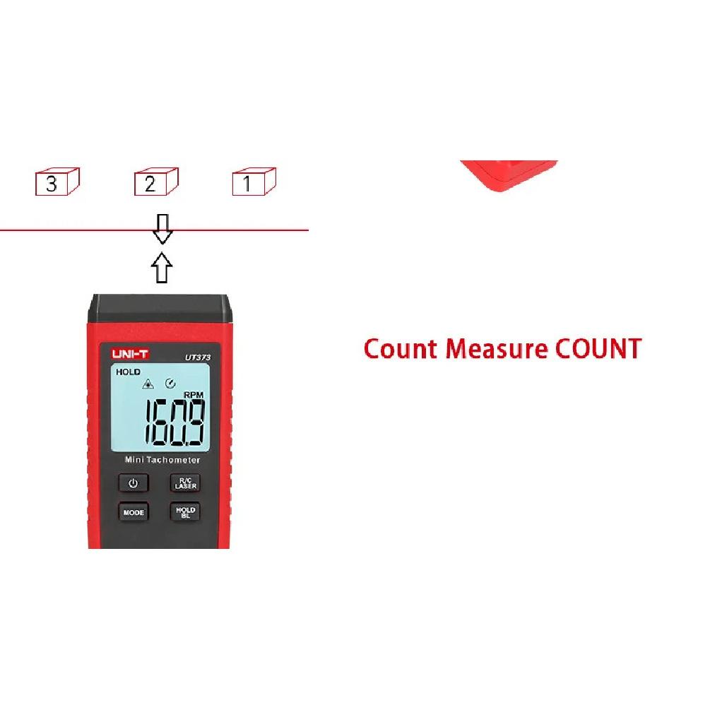 UNI-T Mini Digital Laser Tachometer UT373 Non-Contact Tachometer RPM Range 10-99999RPM Tachometer Odometer Backlight