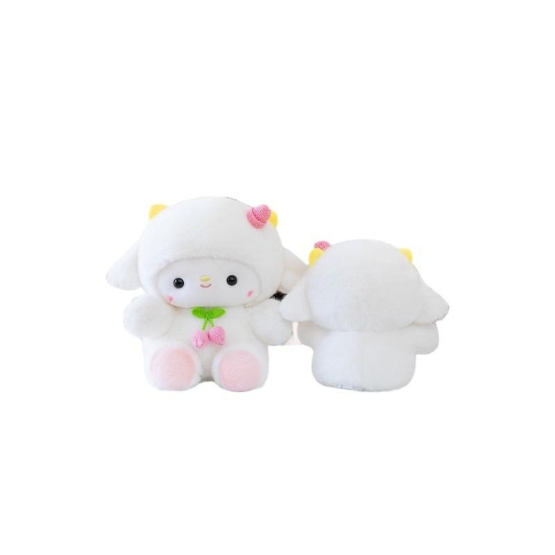 Sheep Long Pile Plush Toy Gift With Cherry Decor For Sleep And Room Decor