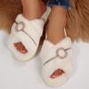 Fashion Fashion Cross Strap Plush Slippers Women Metal Detor House Cotton Slippers Woman Winter 2025 Soft Anti Slip Plush Slides Female