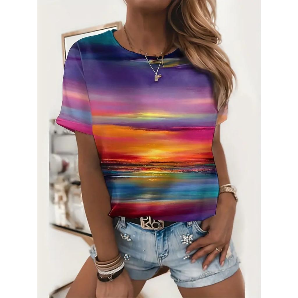 New T-shirts and cartoon printed oversized T-shirts loose summer tops 2025 fashion short-sleeved T-shirts