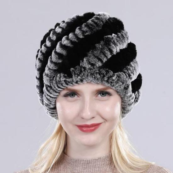Hot Sale Russian Lady Natural Real Rex Rabbit Fur Hats Women Knitted Outdoor Rex Rabbit Fur Hat New Warm Real Fur Caps