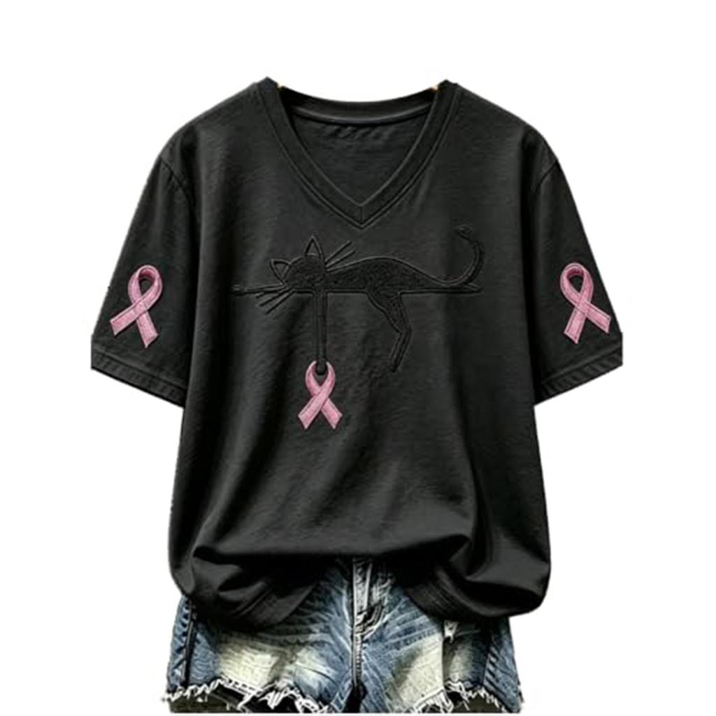 Women's Trendy Printed V-Neck Short Sleeve Top