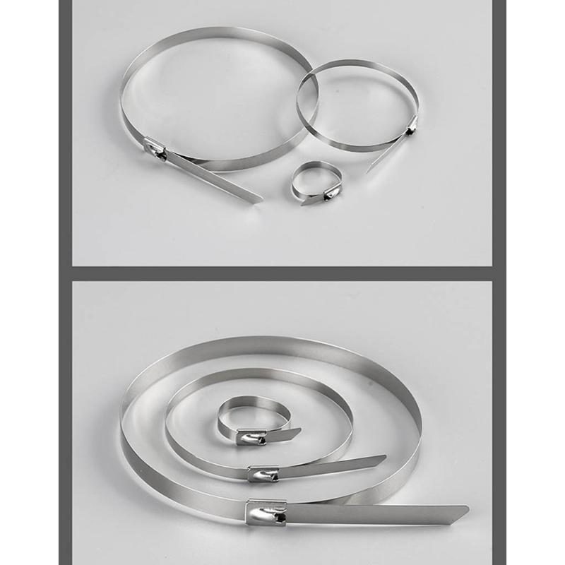 Metal Zip Ties 304 Stainless Steel Cable Tie Heavy Duty Self-Locking Strap Ties Multi-Purpose Metal Exhaust Wrap Lock