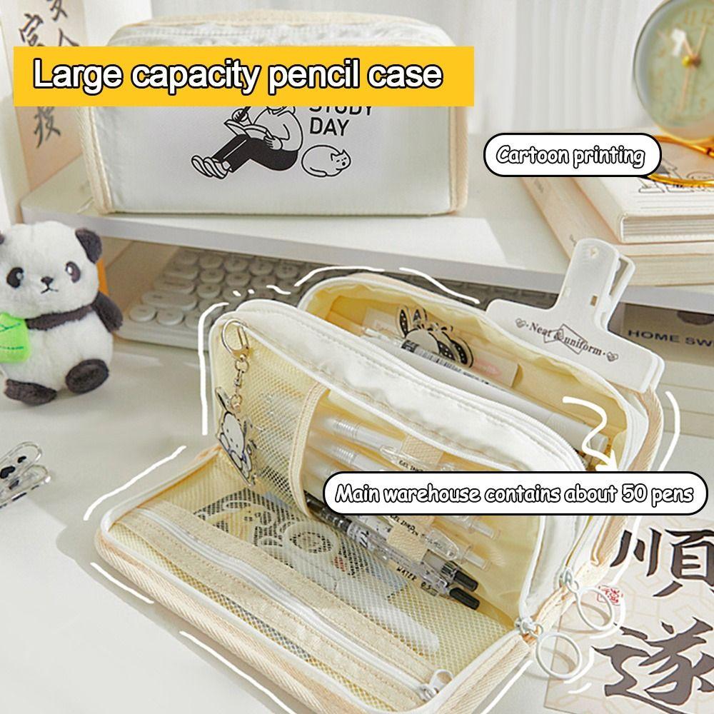 

Canvas Pen Bag Cartoon Print Pencil Box Cute Pencil Case School Office