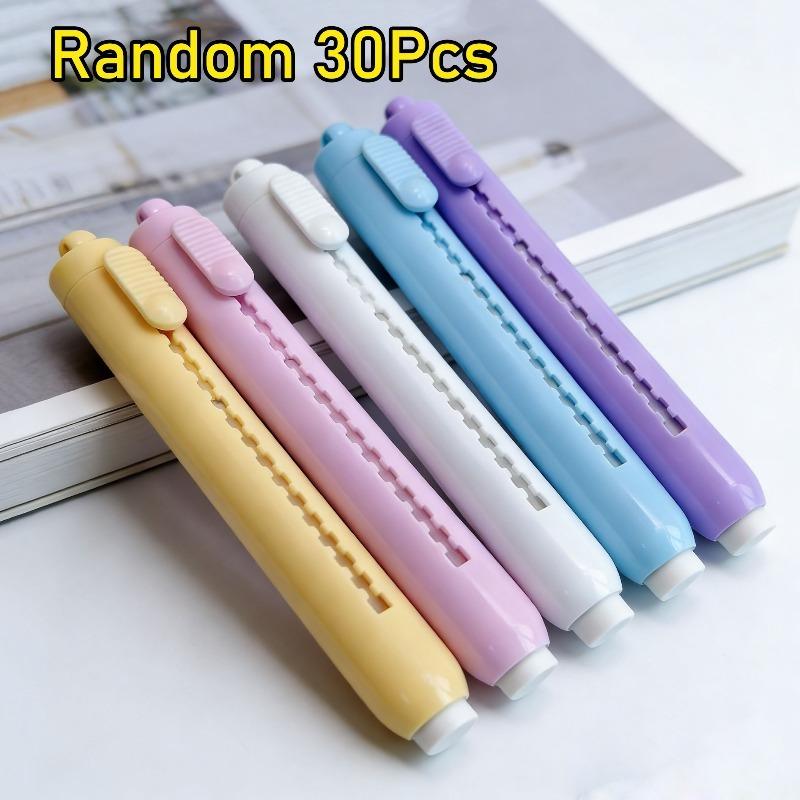 30Pcs Simple with Replaceable Core Push-out Eraser Push-out Type Retractable Pencil Rubber Retractable Eraser Gift