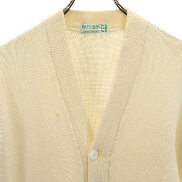 IMPERIAL 70s vintage wool Long sleeve knit cardigan 38 Ivory sweater Men's Used