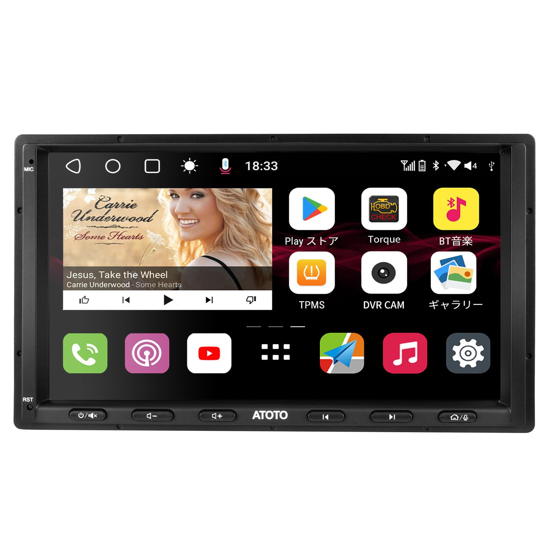 

ATOTOT S8 MS 2 DIN Android Car QLED Display Wireless CarPlay Wireless Android Dual GPS HD VSV Parking с навигацией S8G2A74MS [4G LTE], 7 дюймов
